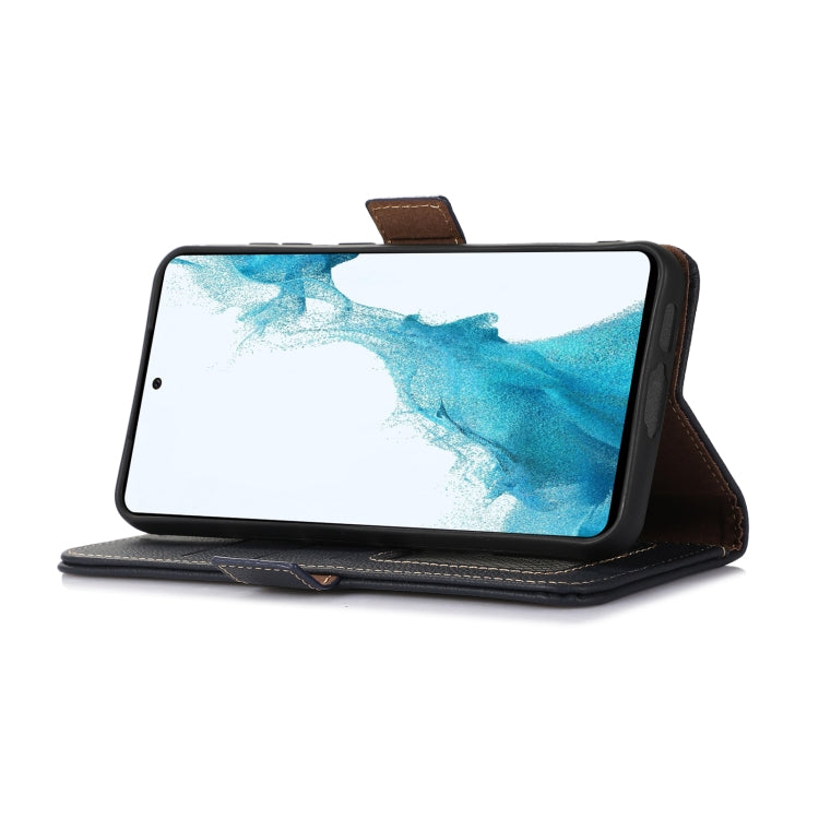For Google Pixel 8A Side-Magnetic TJ Genuine Leather RFID Phone Case(Blue)