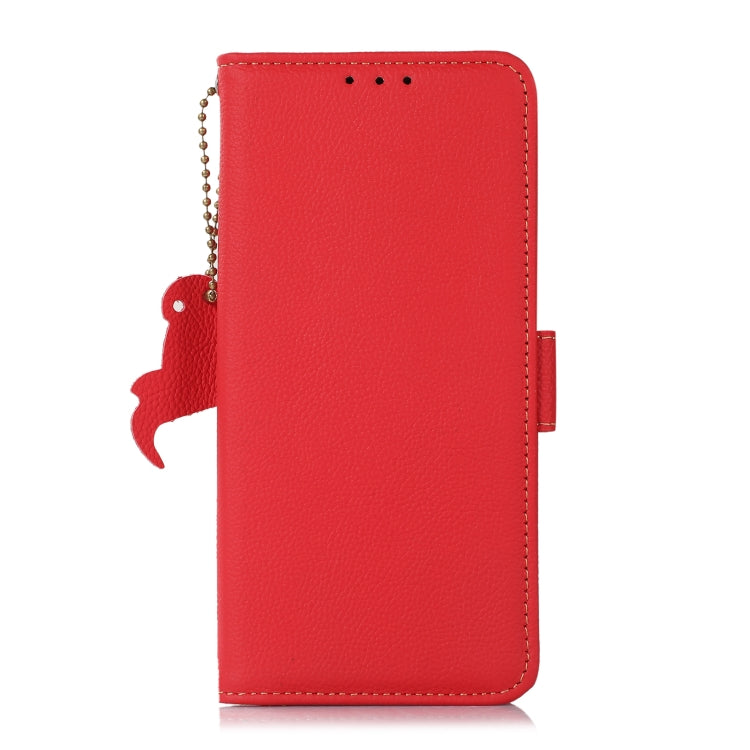 For Google Pixel 8A Side-Magnetic TJ Genuine Leather RFID Phone Case(Red)