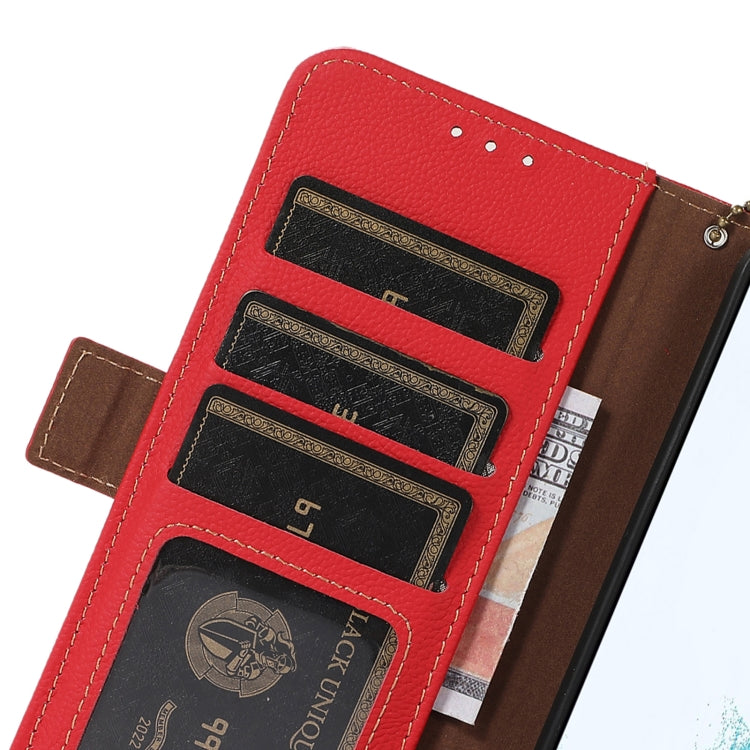 For Google Pixel 8A Side-Magnetic TJ Genuine Leather RFID Phone Case(Red)