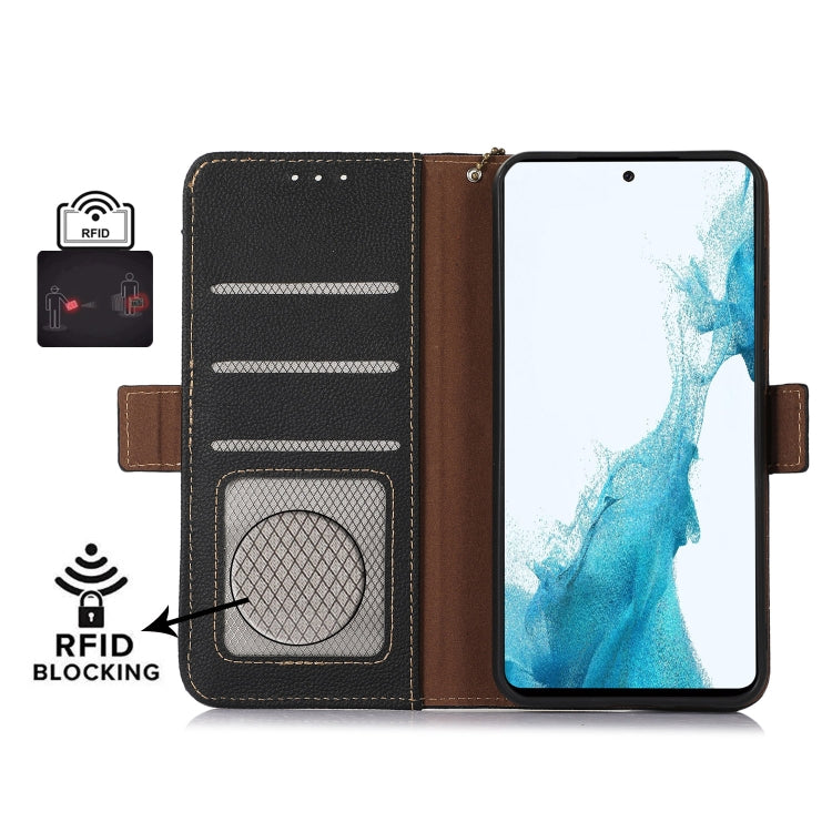 For Google Pixel 8A Side-Magnetic TJ Genuine Leather RFID Phone Case(Black)