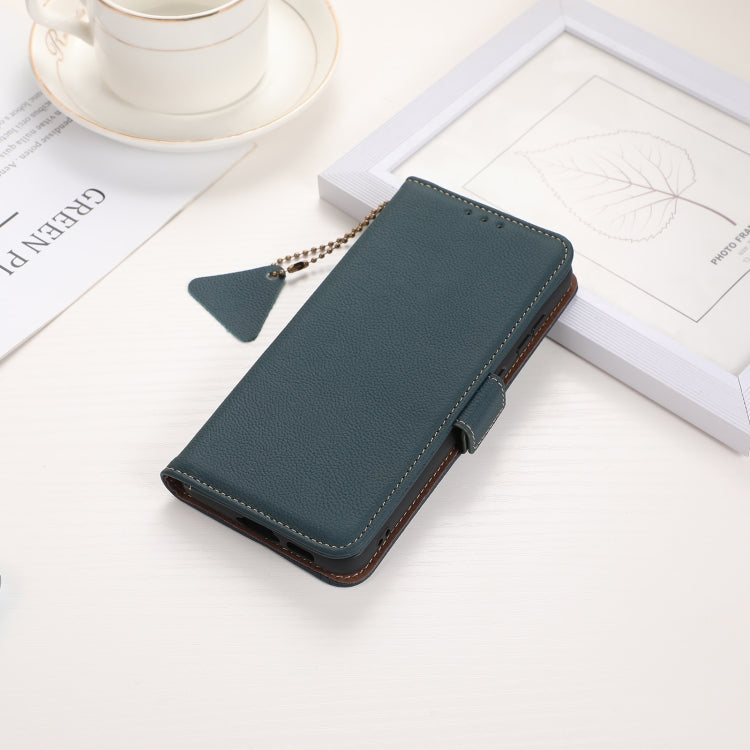 For Google Pixel 9 Pro Side-Magnetic TJ Genuine Leather RFID Phone Case(Green)