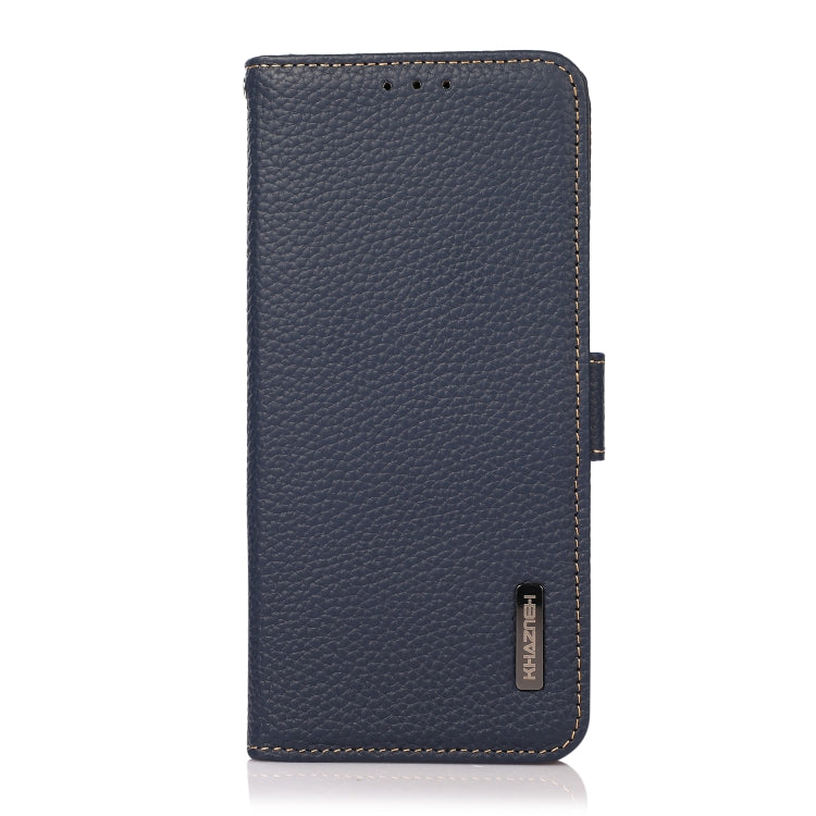 For Google Pixel 8a KHAZNEH Side-Magnetic Litchi Genuine Leather RFID Phone Case(Blue)