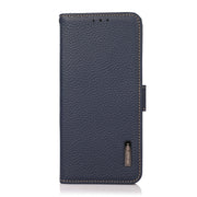 For Google Pixel 8a KHAZNEH Side-Magnetic Litchi Genuine Leather RFID Phone Case(Blue)