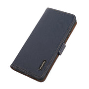 For Google Pixel 8a KHAZNEH Side-Magnetic Litchi Genuine Leather RFID Phone Case(Blue)