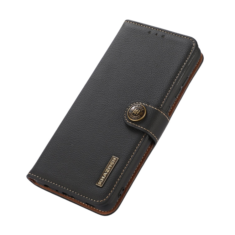 For Google Pixel 8a KHAZNEH Custer Genuine Leather RFID Phone Case(Black)