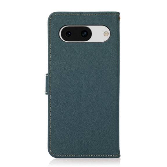 For Google Pixel 8a KHAZNEH Custer Genuine Leather RFID Phone Case(Green)
