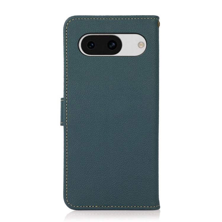 For Google Pixel 8a KHAZNEH Custer Genuine Leather RFID Phone Case(Green)