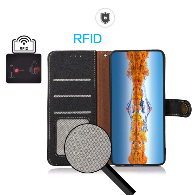 For Google Pixel 9 KHAZNEH Custer Genuine Leather RFID Phone Case(Black)