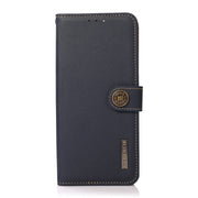 For Google Pixel 9 KHAZNEH Custer Genuine Leather RFID Phone Case(Blue)