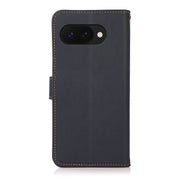 For Google Pixel 9a KHAZNEH Custer Genuine Leather RFID Phone Case(Blue)