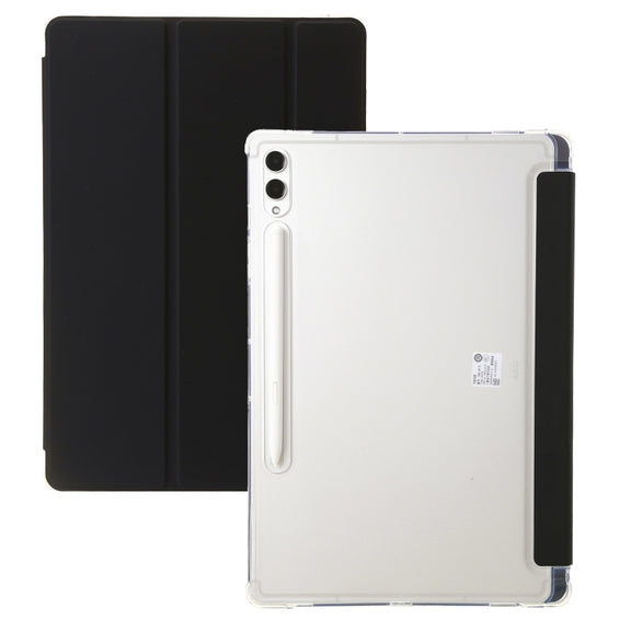 For Samsung Galaxy Tab S10 FE / S9 FE / S9 3-Fold Clear Acrylic Leather Tablet Case(Black)