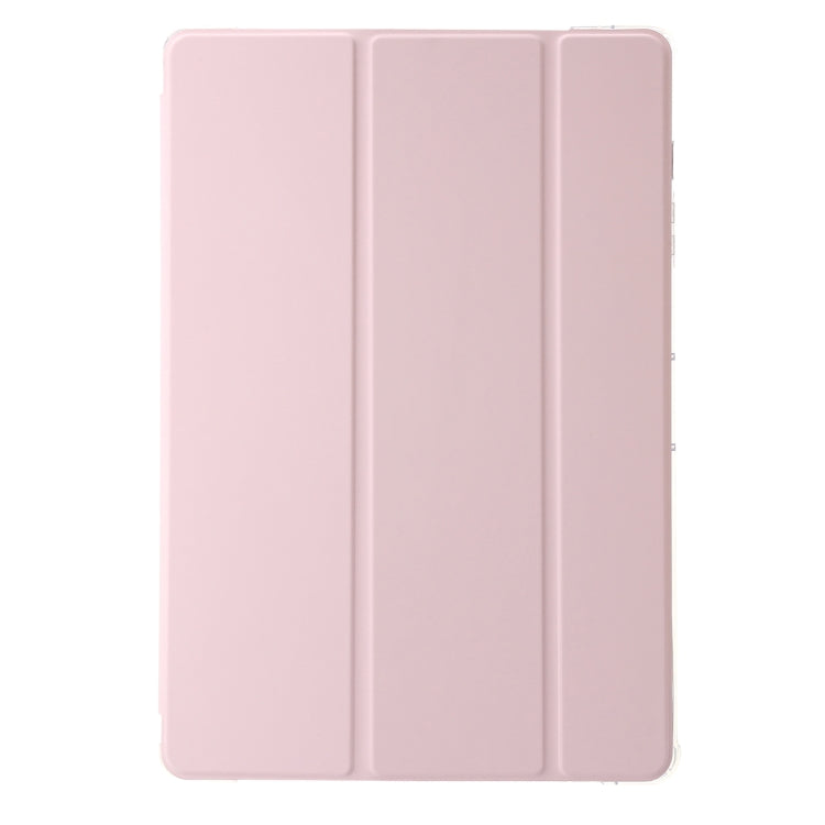 For Samsung Galaxy Tab S9 3-Fold Clear Acrylic Leather Tablet Case(Pink)