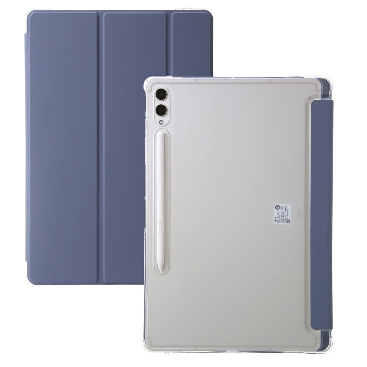 For Samsung Galaxy Tab S9+ 3-Fold Clear Acrylic Leather Tablet Case(Lavender)