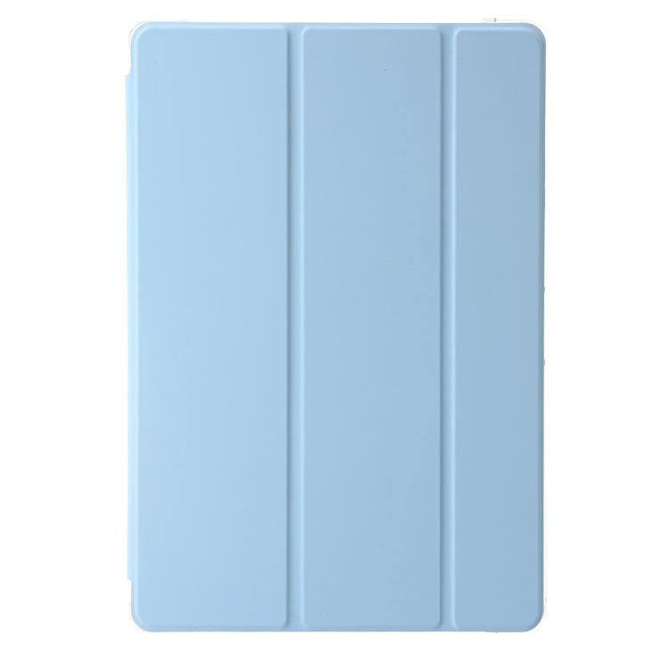 For Samsung Galaxy Tab S9+ 3-Fold Clear Acrylic Leather Tablet Case(Ice Blue)