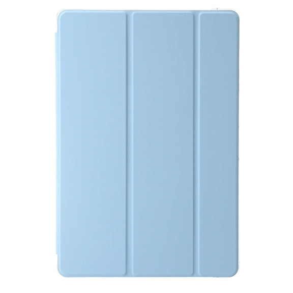 For Samsung Galaxy Tab S9+ 3-Fold Clear Acrylic Leather Tablet Case(Ice Blue)