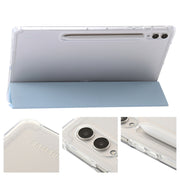 For Samsung Galaxy Tab S9+ 3-Fold Clear Acrylic Leather Tablet Case(Ice Blue)