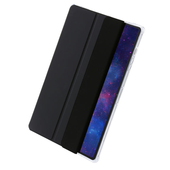For Samsung Galaxy Tab S9+ 3-Fold Clear Acrylic Leather Tablet Case(Black)