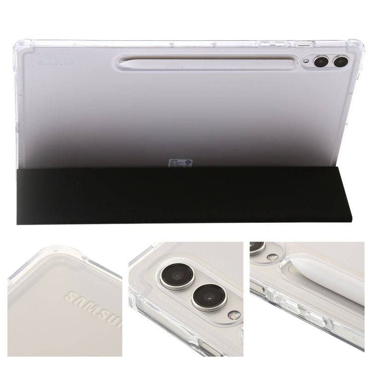 For Samsung Galaxy Tab S9+ 3-Fold Clear Acrylic Leather Tablet Case(Black)