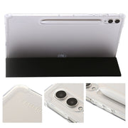 For Samsung Galaxy Tab S9+ 3-Fold Clear Acrylic Leather Tablet Case(Black)