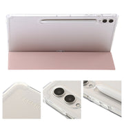 For Samsung Galaxy Tab S9+ 3-Fold Clear Acrylic Leather Tablet Case(Pink)