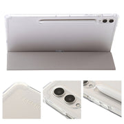 For Samsung Galaxy Tab S9+ 3-Fold Clear Acrylic Leather Tablet Case(Grey)