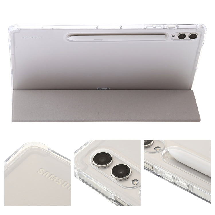 For Samsung Galaxy Tab S9+ 3-Fold Clear Acrylic Leather Tablet Case(Grey)