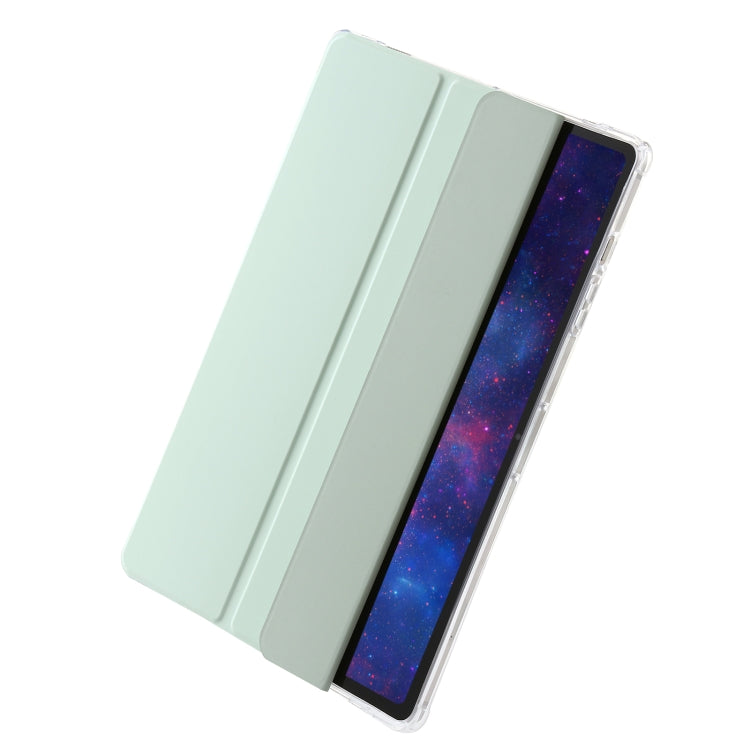 For Samsung Galaxy Tab S10 Ultra 3-Fold Clear Acrylic Leather Tablet Case(Green)