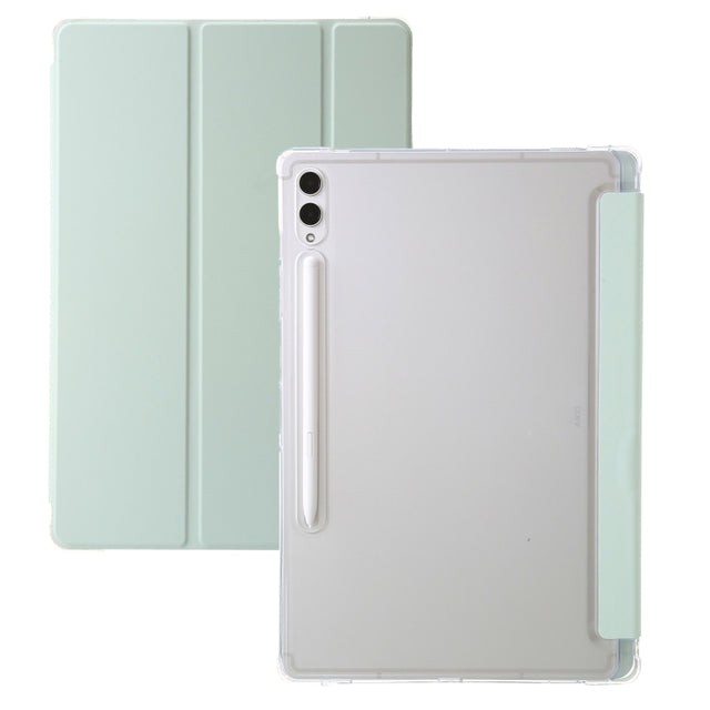For Samsung Galaxy Tab S10 Ultra 3-Fold Clear Acrylic Leather Tablet Case(Green)