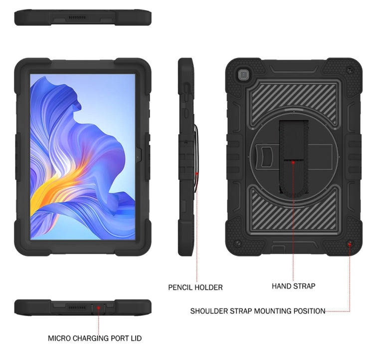 For Honor Pad X8 360 Degree Rotation PC Contrast Silicone Tablet Case(Black)