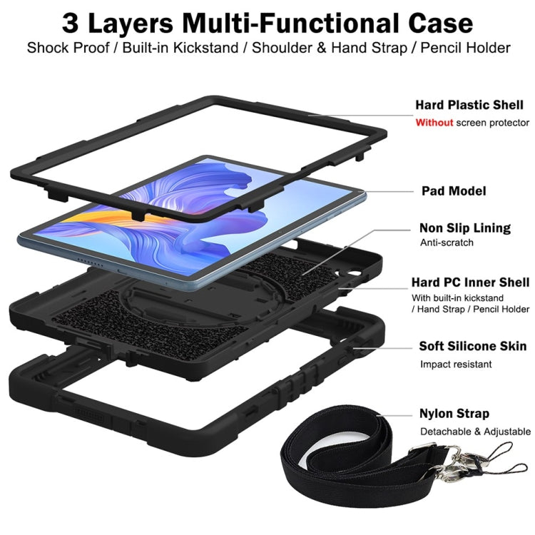 For Honor Pad X8 360 Degree Rotation PC Contrast Silicone Tablet Case(Black)