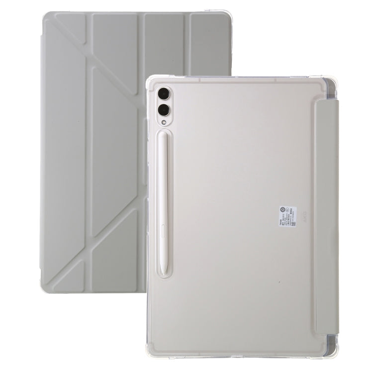 For Samsung Galaxy Tab S9 Clear Acrylic Deformation Leather Tablet Case(Grey)