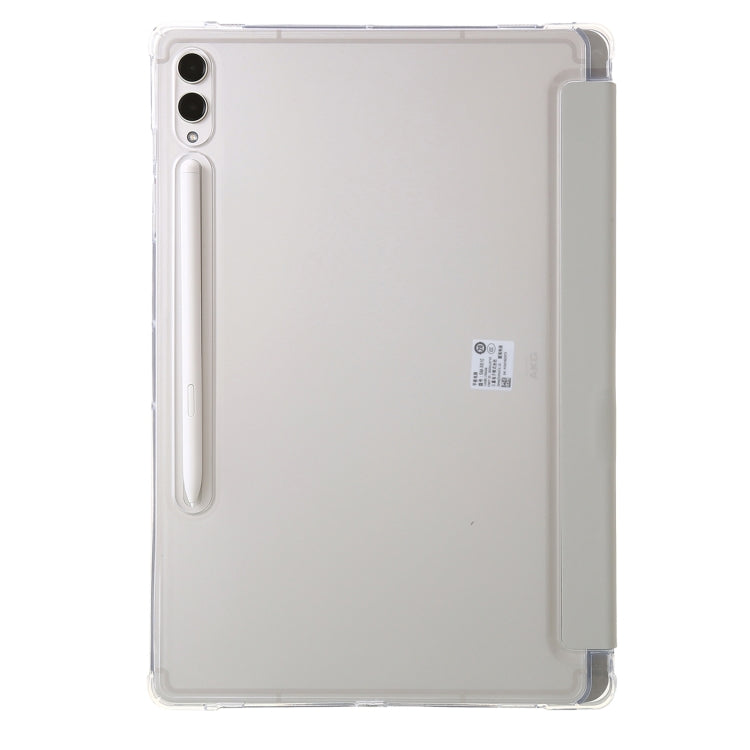For Samsung Galaxy Tab S9 Clear Acrylic Deformation Leather Tablet Case(Grey)
