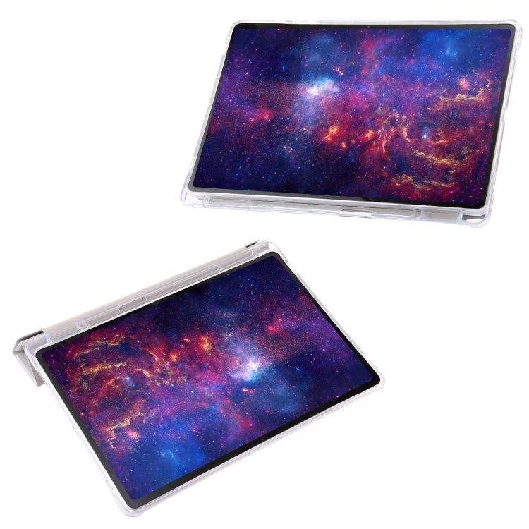 For Samsung Galaxy Tab S9 Clear Acrylic Deformation Leather Tablet Case(Grey)