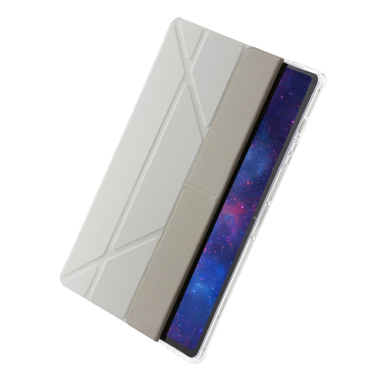 For Samsung Galaxy Tab S9 Clear Acrylic Deformation Leather Tablet Case(Grey)