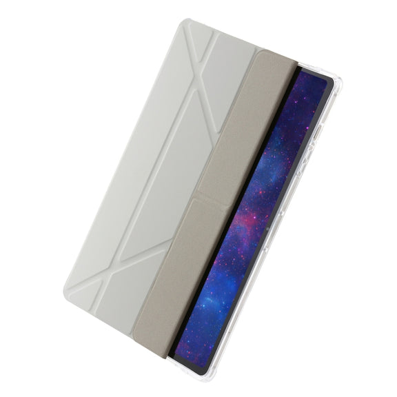 For Samsung Galaxy Tab S9 Clear Acrylic Deformation Leather Tablet Case(Grey)