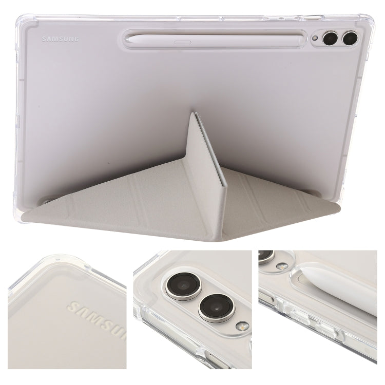 For Samsung Galaxy Tab S9 Clear Acrylic Deformation Leather Tablet Case(Grey)