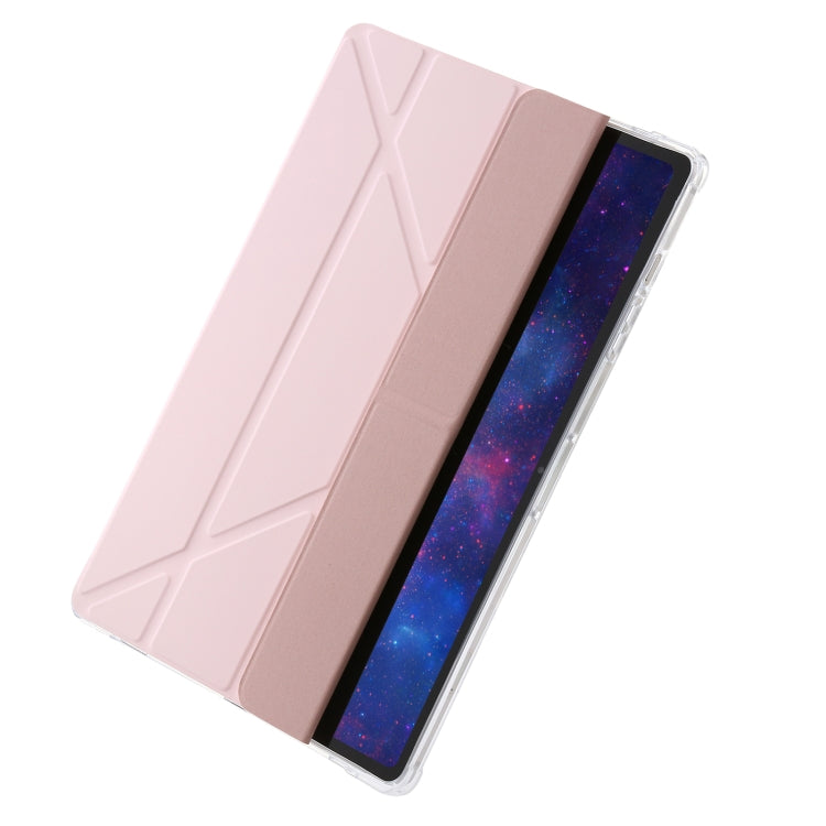 For Samsung Galaxy Tab S9 Clear Acrylic Deformation Leather Tablet Case(Pink)
