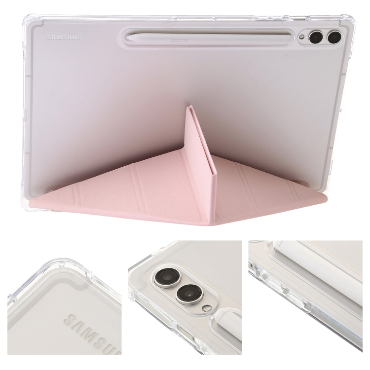 For Samsung Galaxy Tab S9 Clear Acrylic Deformation Leather Tablet Case(Pink)