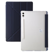 For Samsung Galaxy Tab S9 Clear Acrylic Deformation Leather Tablet Case(Dark Blue)