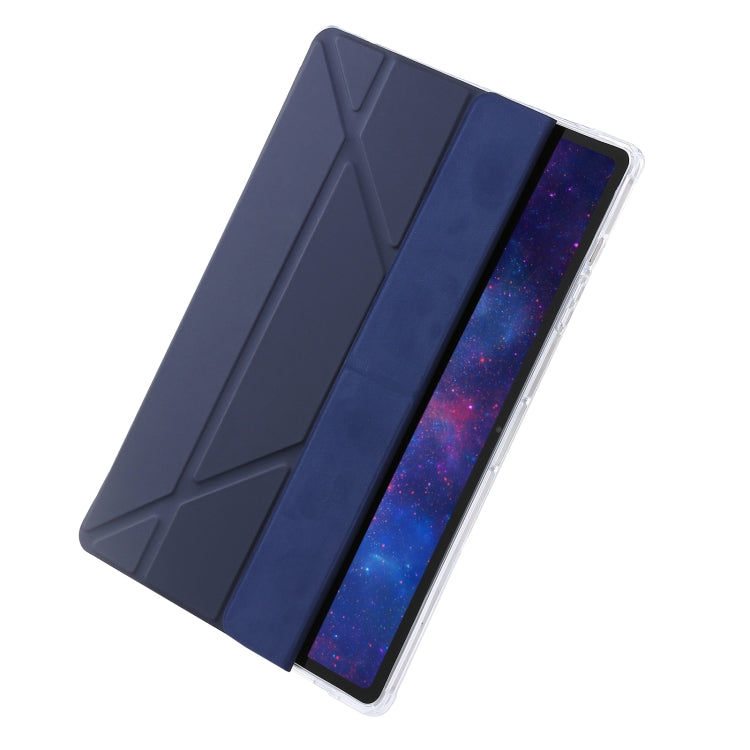 For Samsung Galaxy Tab S9 Clear Acrylic Deformation Leather Tablet Case(Dark Blue)
