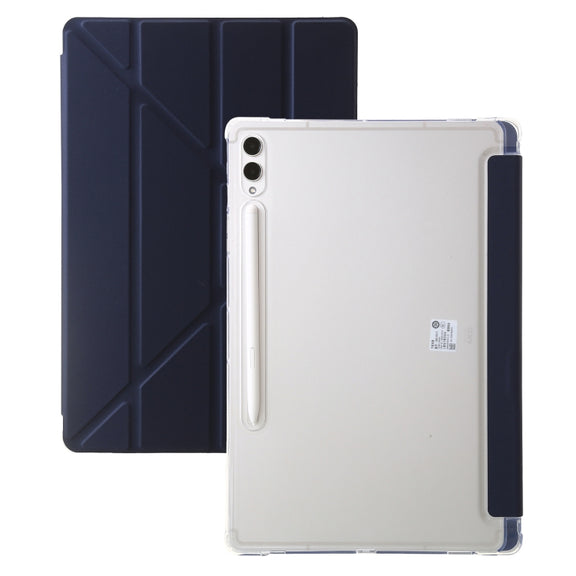 For Samsung Galaxy Tab S9 Clear Acrylic Deformation Leather Tablet Case(Dark Blue)