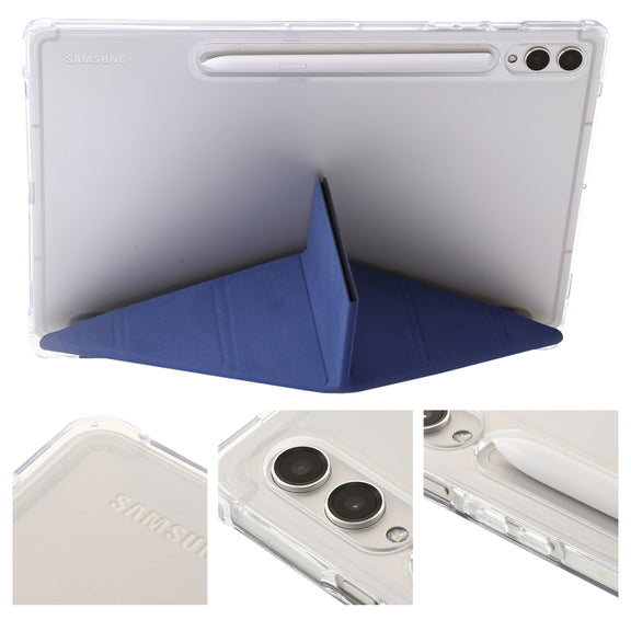 For Samsung Galaxy Tab S9 Clear Acrylic Deformation Leather Tablet Case(Dark Blue)