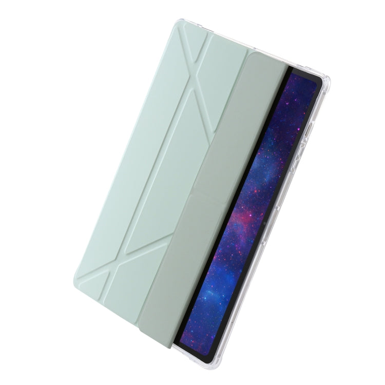 For Samsung Galaxy Tab S9 Clear Acrylic Deformation Leather Tablet Case(Green)