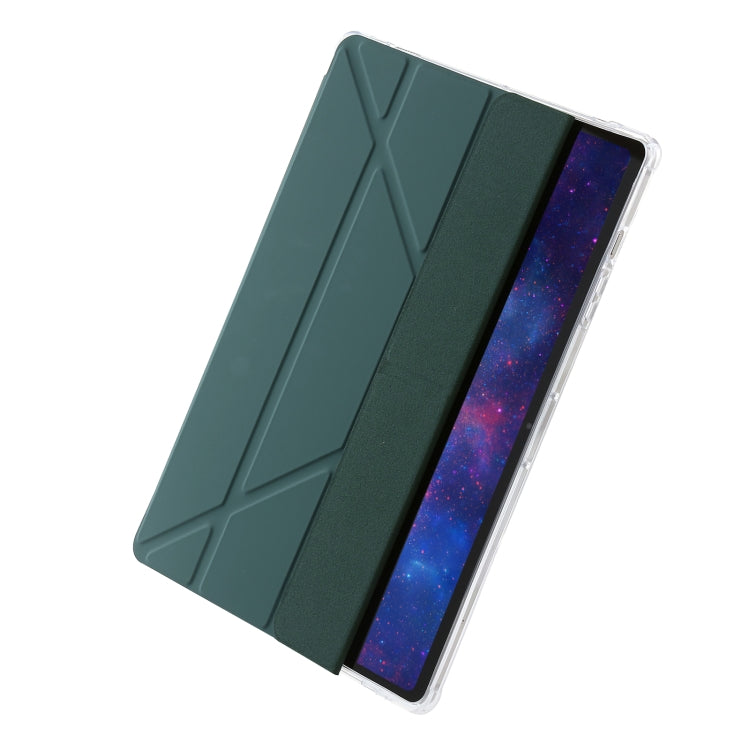 For Samsung Galaxy Tab S9 Clear Acrylic Deformation Leather Tablet Case(Deep Green)