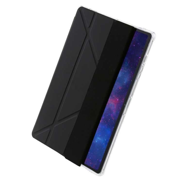 For Samsung Galaxy Tab S9 Clear Acrylic Deformation Leather Tablet Case(Black)