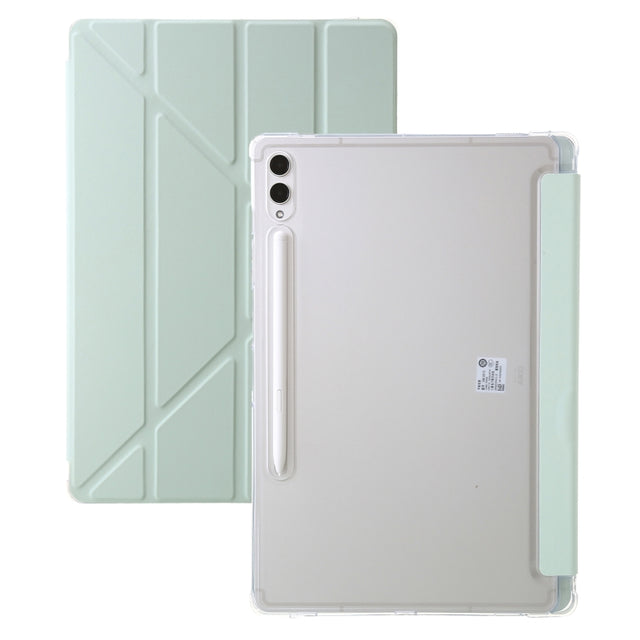 For Samsung Galaxy Tab S10+ / S9+ Clear Acrylic Deformation Leather Tablet Case(Green)