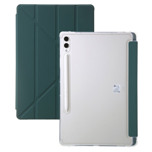For Samsung Galaxy Tab S10+ / S9+ Clear Acrylic Deformation Leather Tablet Case(Deep Green)