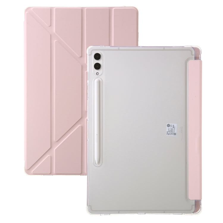 For Samsung Galaxy Tab S10 FE / S9 FE Clear Acrylic Deformation Leather Tablet Case(Pink)