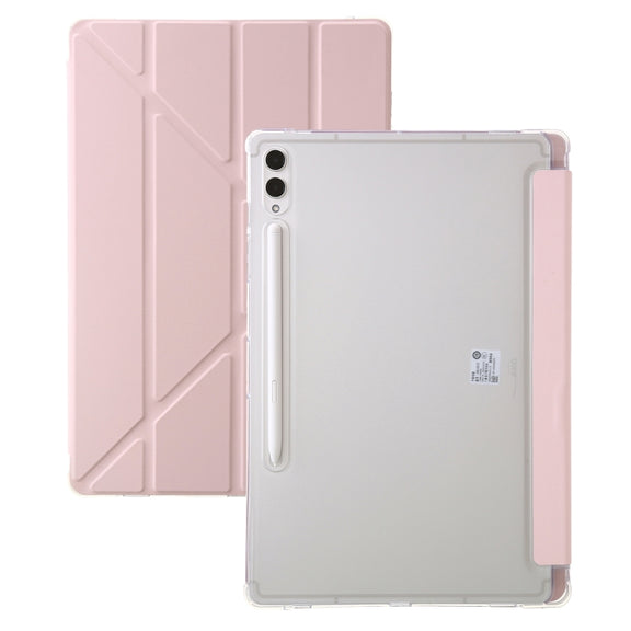 For Samsung Galaxy Tab S10 FE / S9 FE Clear Acrylic Deformation Leather Tablet Case(Pink)