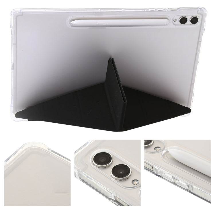 For Samsung Galaxy Tab S9 FE Clear Acrylic Deformation Leather Tablet Case(Black)